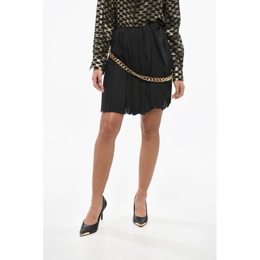 Pleated Miniskirt with Chain Detail - Picture 2 of 5